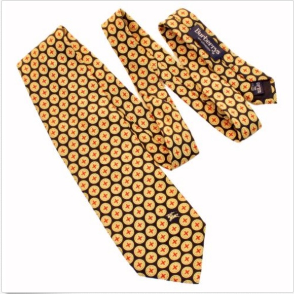 Burberry's of London Silk Tie Black Gold Graphic Luxury Office